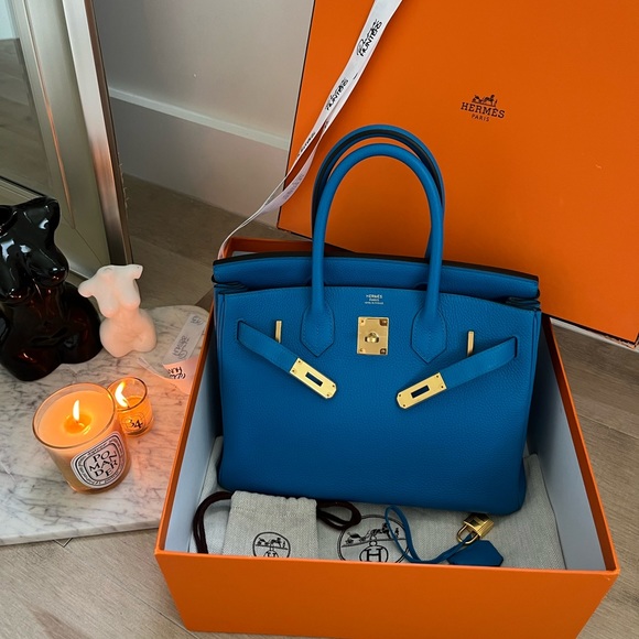 Hermes Handbags - 100% authentic Hermes birkin 30 blue hydra togo GHW